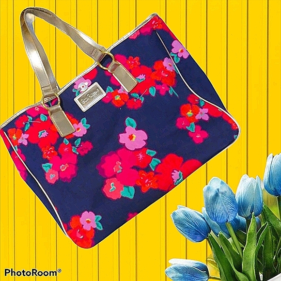 Lilly Pulitzer Handbags - SOld ON MERCARI Lily pulitzer blue tote bag with gold straps
